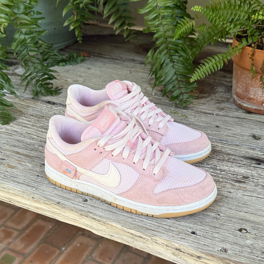 Nike Women's Soft Pink and White Sneakers